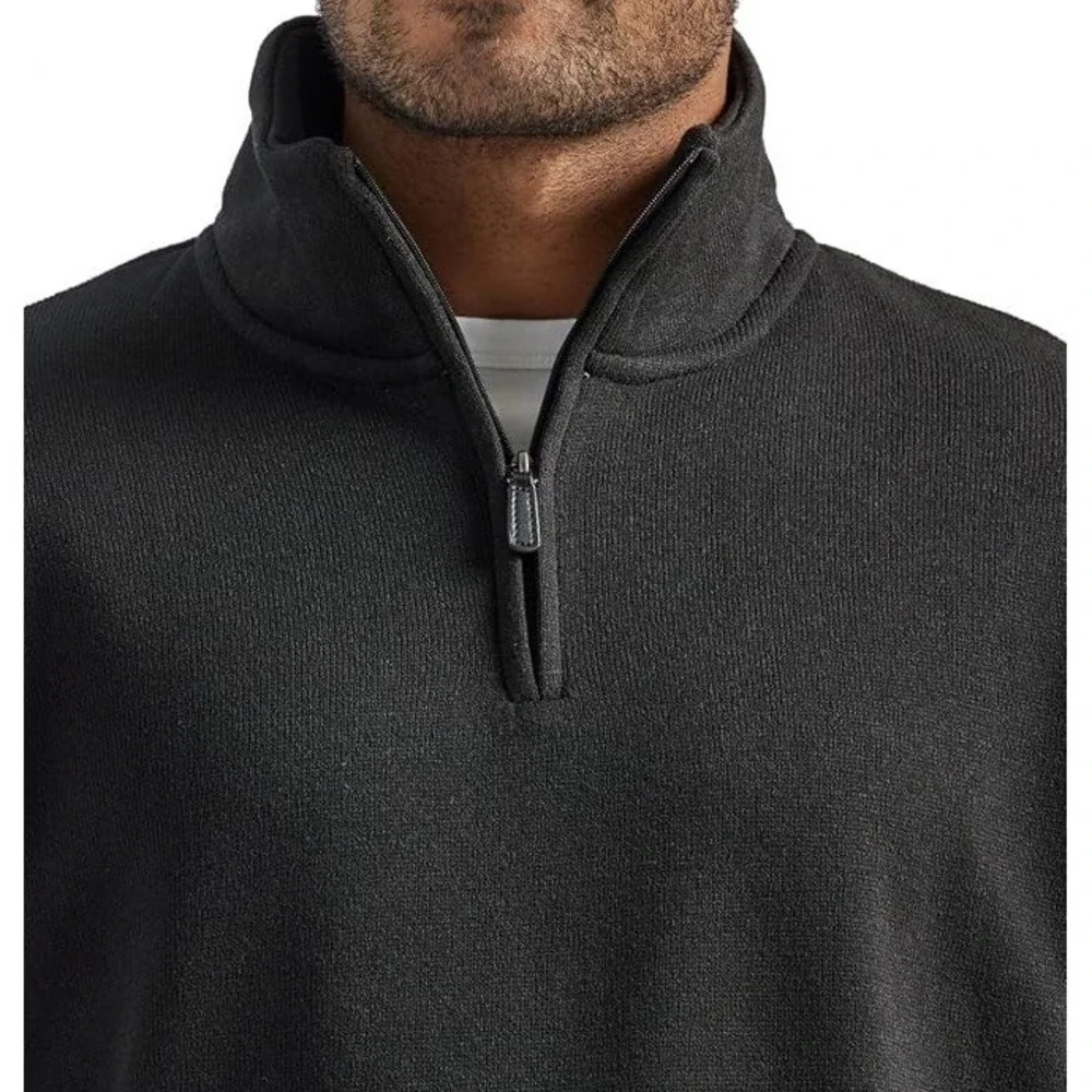 NWT Men's Wrangler Long Sleeve Quarter Zip Mock Neck Sweater Black - Small